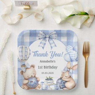 Assiettes En Carton Berry Sweet Watercolor Blueberry fête d'anniversai