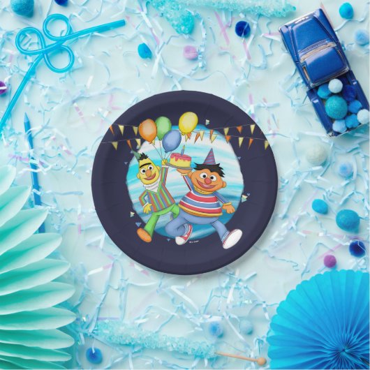 Assiettes En Carton Bert et Ernie Balloons d'anniversaire (Fête)