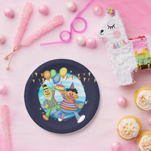 Assiettes En Carton Bert et Ernie Balloons d'anniversaire (Fête)