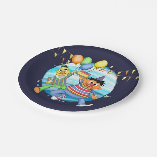 Assiettes En Carton Bert et Ernie Balloons d'anniversaire (Angle)