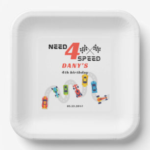 Assiettes En Carton Besoin 4 Speed Motor Car Racing Boy Quatrième anni