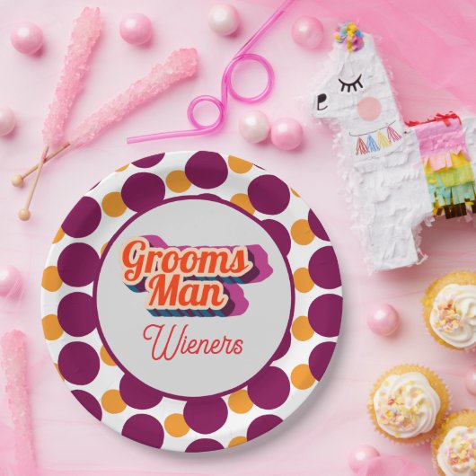 Assiettes En Carton Best Man | Script Style Custom Wedding (Fête)