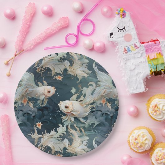 Assiettes En Carton Bêta poisson bleu blanc (Fête)