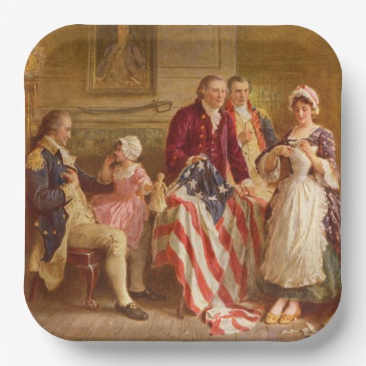 Assiettes En Carton Betsy Ross, 1777 (Histoire américaine) (Patriote a (Recto)