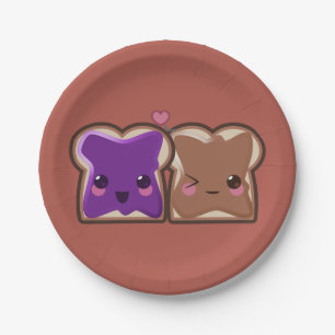 Assiettes En Carton Beurre d'arachide de Kawaii et amis de la gelée