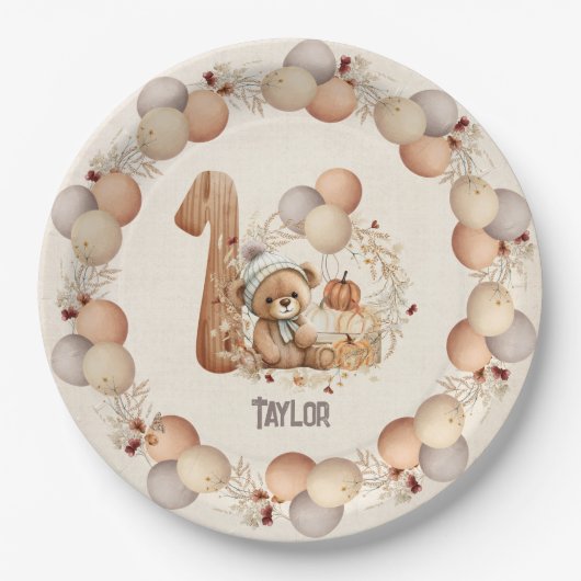 Assiettes En Carton Beurre d'automne 1er Plaques de papier d'anniversa (Devant)