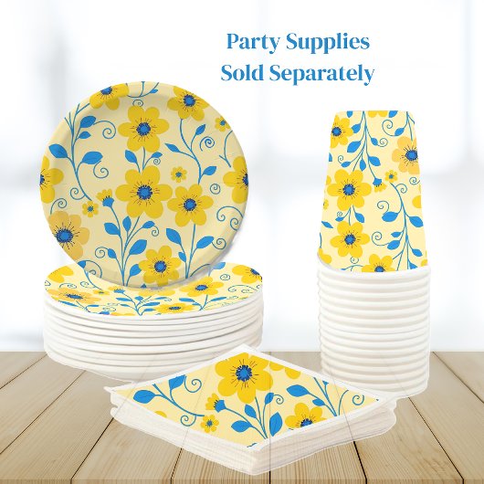 Assiettes En Carton Beurre jaune et bleu floral