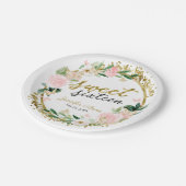 Assiettes En Carton Beurre rose floral doux 16 (Angle)