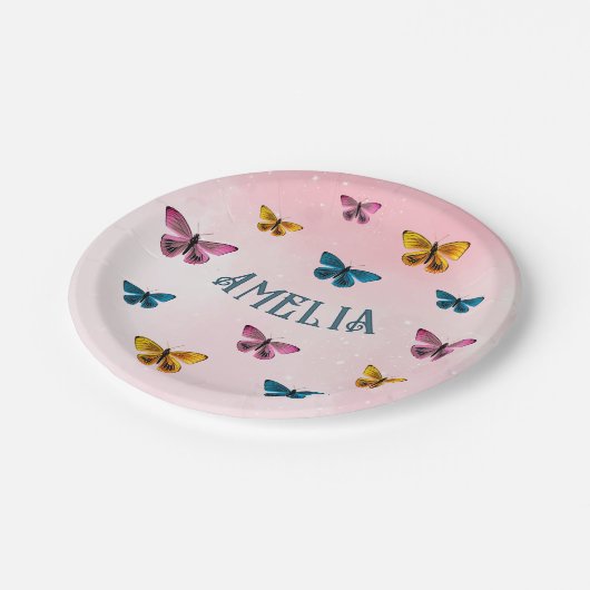 Assiettes En Carton Beurre rose mignonne Fille Anniversaire (Angle)