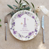 Assiettes En Carton Beurre violet fleur sauvage 1er anniversaire