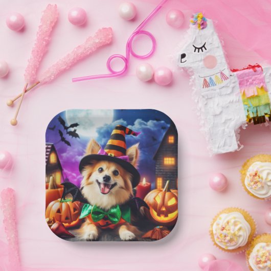 Assiettes En Carton Bewitching Pup's Halloween Howl (Fête)