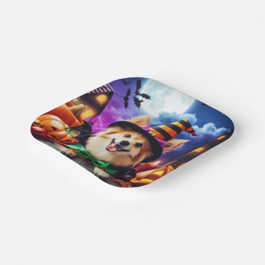 Assiettes En Carton Bewitching Pup's Halloween Howl (Angulaire)