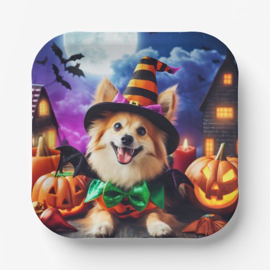 Assiettes En Carton Bewitching Pup's Halloween Howl (Recto)