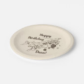 Assiettes En Carton Bi-plans Art Déco - Joyeux anniversaire + nom. (Angle)