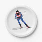 Assiettes En Carton Biathlon Skier Sports d'hiver Athlète en action (Devant)