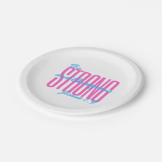 Assiettes En Carton Bible en plaque de papier Verse Joshua 1:9 (Angle)