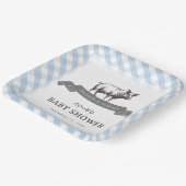 Assiettes En Carton Bibs & Ribs BBQ Rustique Bleu En vichy Baby shower (Angulaire)