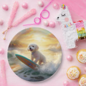 Assiettes En Carton Bichon Frise Beach Plage Surf Peinture (Fête)
