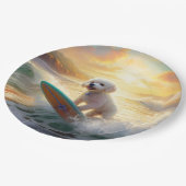 Assiettes En Carton Bichon Frise Beach Plage Surf Peinture (Angle)