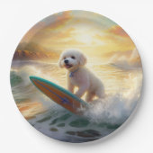 Assiettes En Carton Bichon Frise Beach Plage Surf Peinture (Devant)