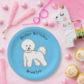 Assiettes En Carton Bichon frise dog dessin animé (Fête)