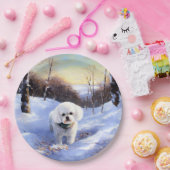 Assiettes En Carton Bichon Frise Laisser neiger Noël (Fête)