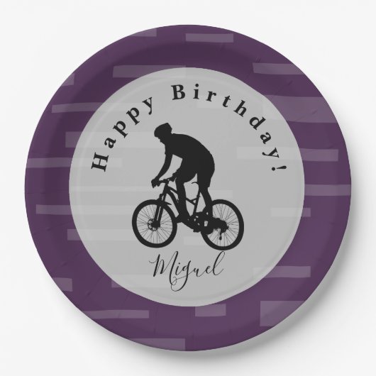 Assiettes En Carton Bicycle Rider Bonne Plaque Papier Anniversaire. Pa (Devant)