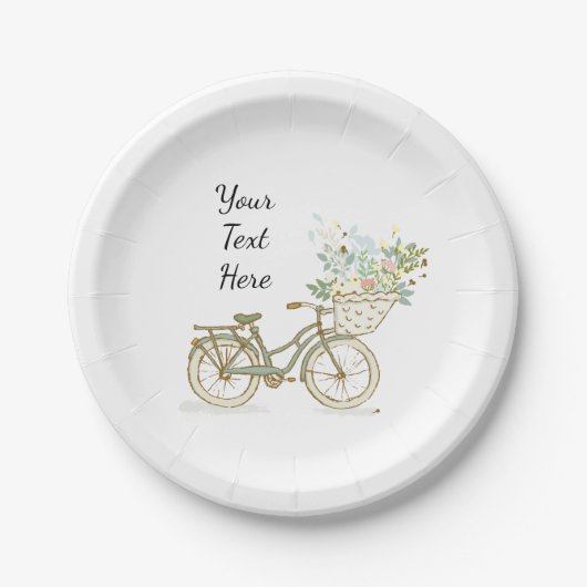 Assiettes En Carton Bicyclette avec plaque de papier à fleurs (Devant)