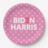 Assiettes En Carton Biden / Harris White Stars Pattern Pink (Devant)