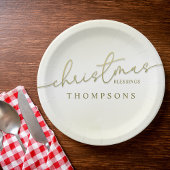 Assiettes En Carton Bienheureux de Noël Script de calligraphie d'or