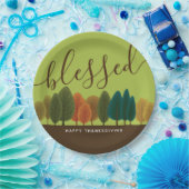 Assiettes En Carton Bienheureux Forêt d'automne Botanique Vert clair (Fête)