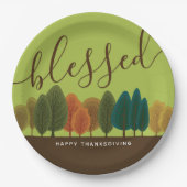 Assiettes En Carton Bienheureux Forêt d'automne Botanique Vert clair (Devant)