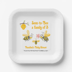 Assiettes En Carton Bientôt Être Une Famille De 3 Baby showers À Thème