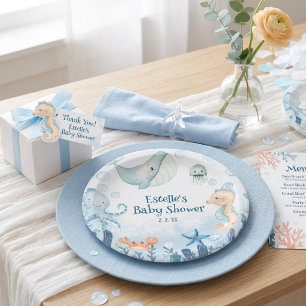 Assiettes En Carton Bientôt sous l'eau Baby Shower Créature océanique