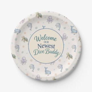 Assiettes En Carton Bienvenue à la baby shower Plongeur Buddy