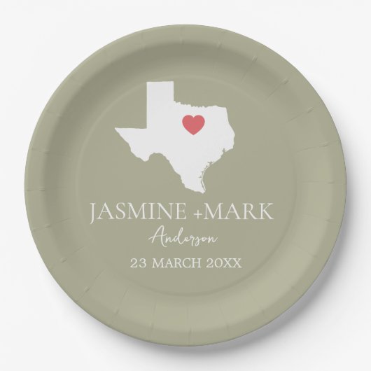 Assiettes En Carton Bienvenue au Texas Wedding Party Custom (Devant)