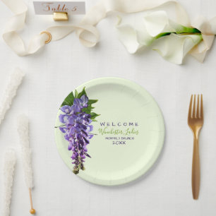 Assiettes En Carton Bienvenue Belles Fleurs de Wisteria Nom personnali