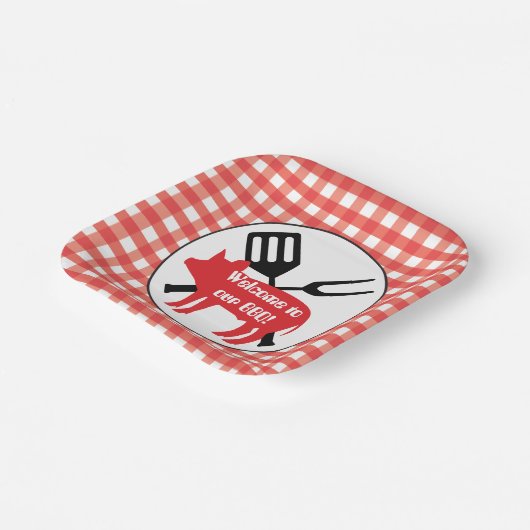 Assiettes En Carton Bienvenue dans nos serviettes en papier BBQ Pig Pa (Angulaire)