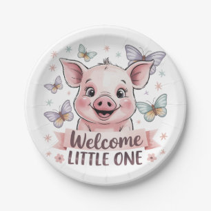 Assiettes En Carton Bienvenue Little One - Joli Baby shower de Piglet