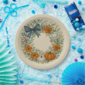 Assiettes En Carton Bienvenue Peinture de Citrouille gris couronne de (Fête)