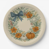 Assiettes En Carton Bienvenue Peinture de Citrouille gris couronne de (Devant)