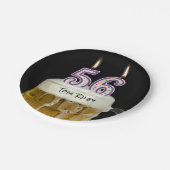 Assiettes En Carton Bière de 56e anniversaire avec bougie (Angle)
