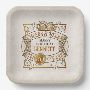 Assiettes En Carton Bières à la joie Anniversaire