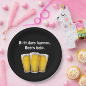 Assiettes En Carton Bières d'anniversaire en noir (Fête)