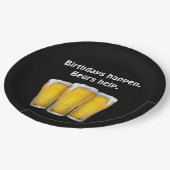 Assiettes En Carton Bières d'anniversaire en noir (Angle)