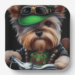 Assiettes En Carton Biewer Terrier Chien Conduite Vélo St. Patrick's D