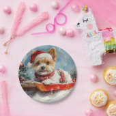 Assiettes En Carton Biewer Terrier Chien dans la boue Laisser il neige (Fête)