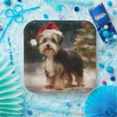 Assiettes En Carton Biewer Terrier Chien dans Noël de neige (Fête)