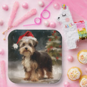 Assiettes En Carton Biewer Terrier Chien dans Noël de neige (Fête)
