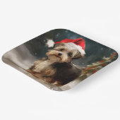Assiettes En Carton Biewer Terrier Chien dans Noël de neige (Angulaire)